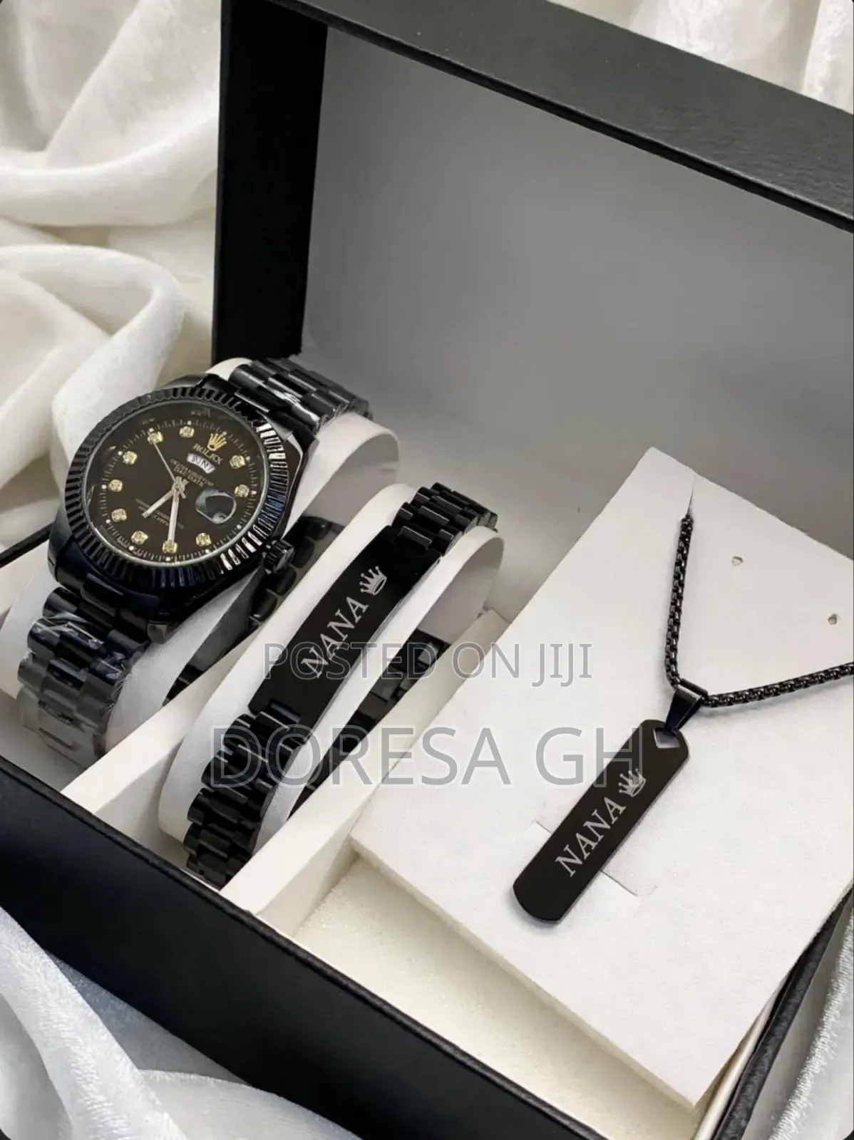 Customised Jewellery Set for Him – Watch, Bracelet & Necklace