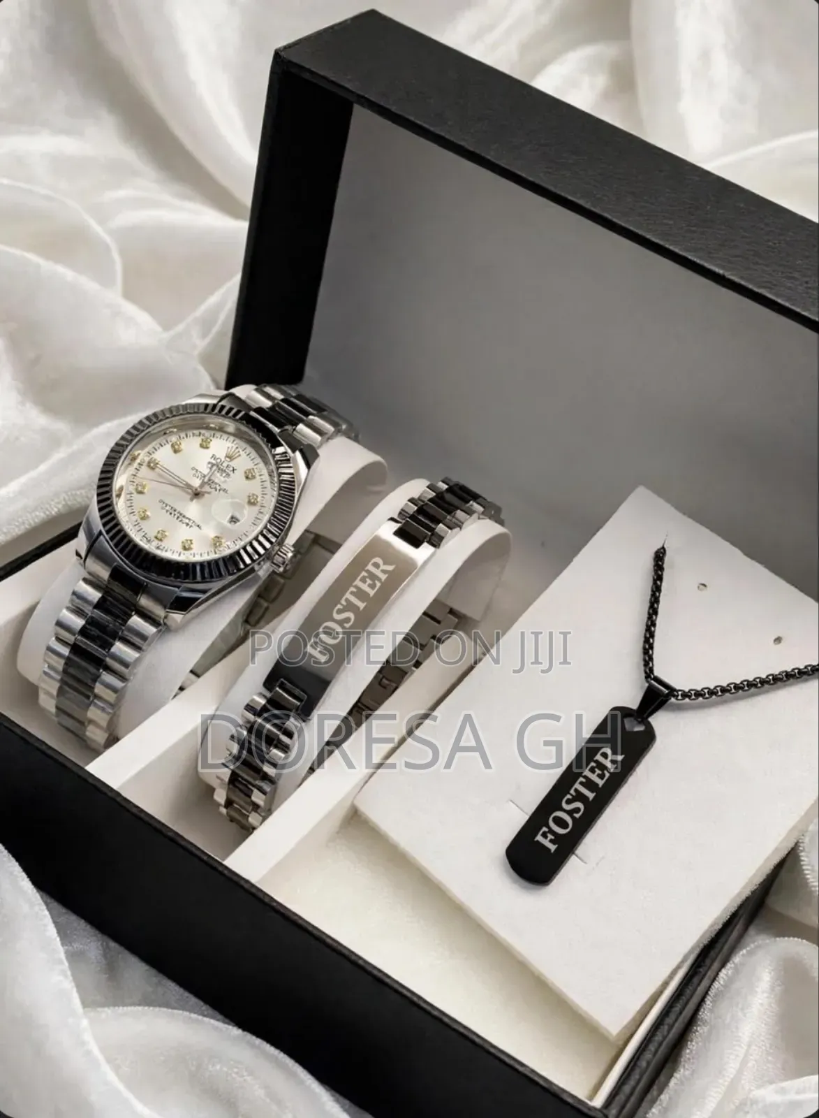Customised Jewellery Set for Him – Watch, Bracelet & Necklace
