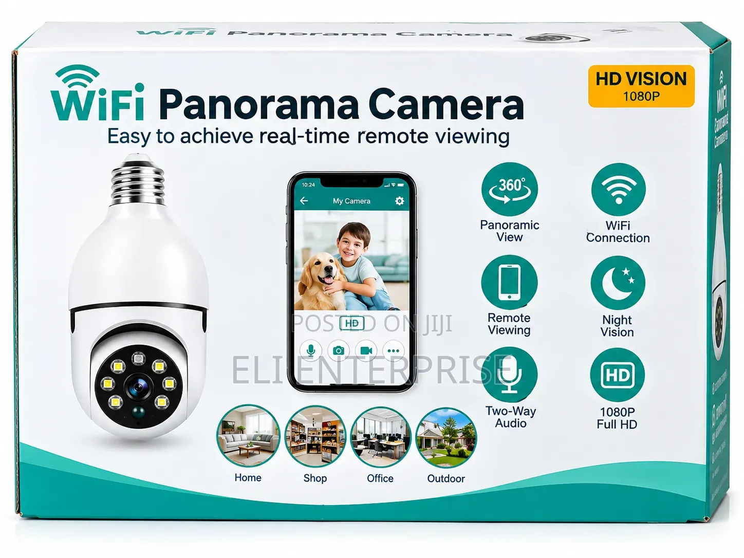 1080P WiFi Panorama Light Bulb Security Camera