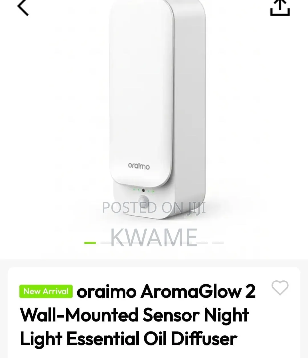 Oraimo Wall Mount Night Sensor Essential Oil Diffuser