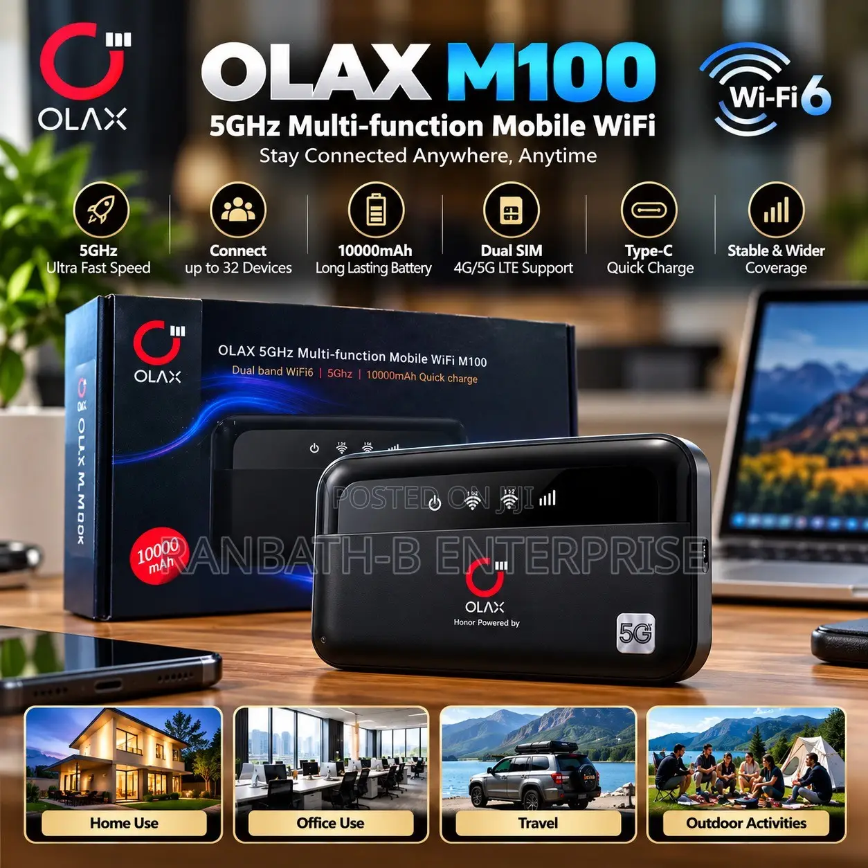 OLAX M100 Mobile WiFi Mifi With Type-C Quick Charging