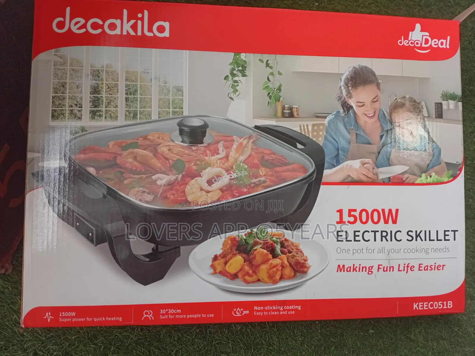 Decakila Non-Stick Electric Skillet With Glass Li
