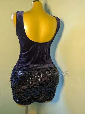 Navy Blue Sequin Mini Dress