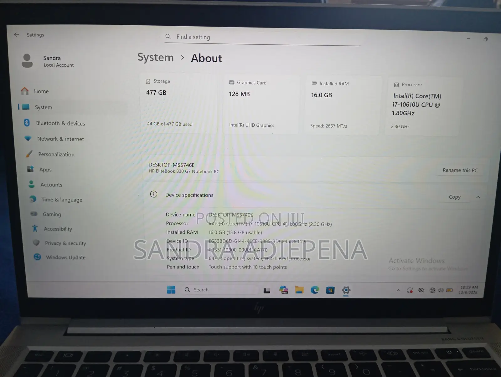 Laptop HP EliteBook 830 G7 16GB Intel Core i7 SSD 512GB