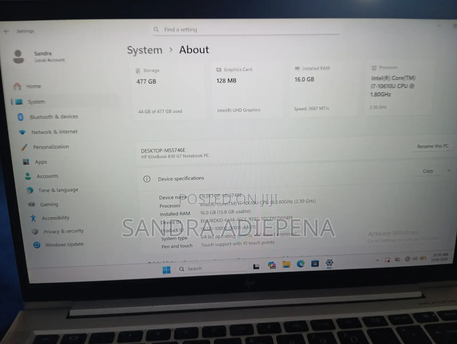 Laptop HP EliteBook 830 G7 16GB Intel Core i7 SSD 512GB