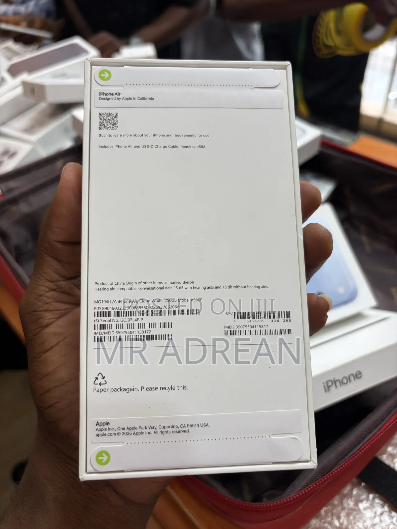 New Apple iPhone Air 256 GB White