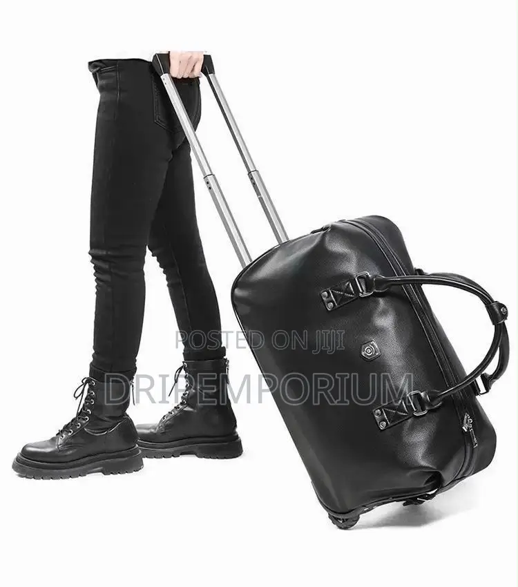 Leather Trolley Duffle Bag