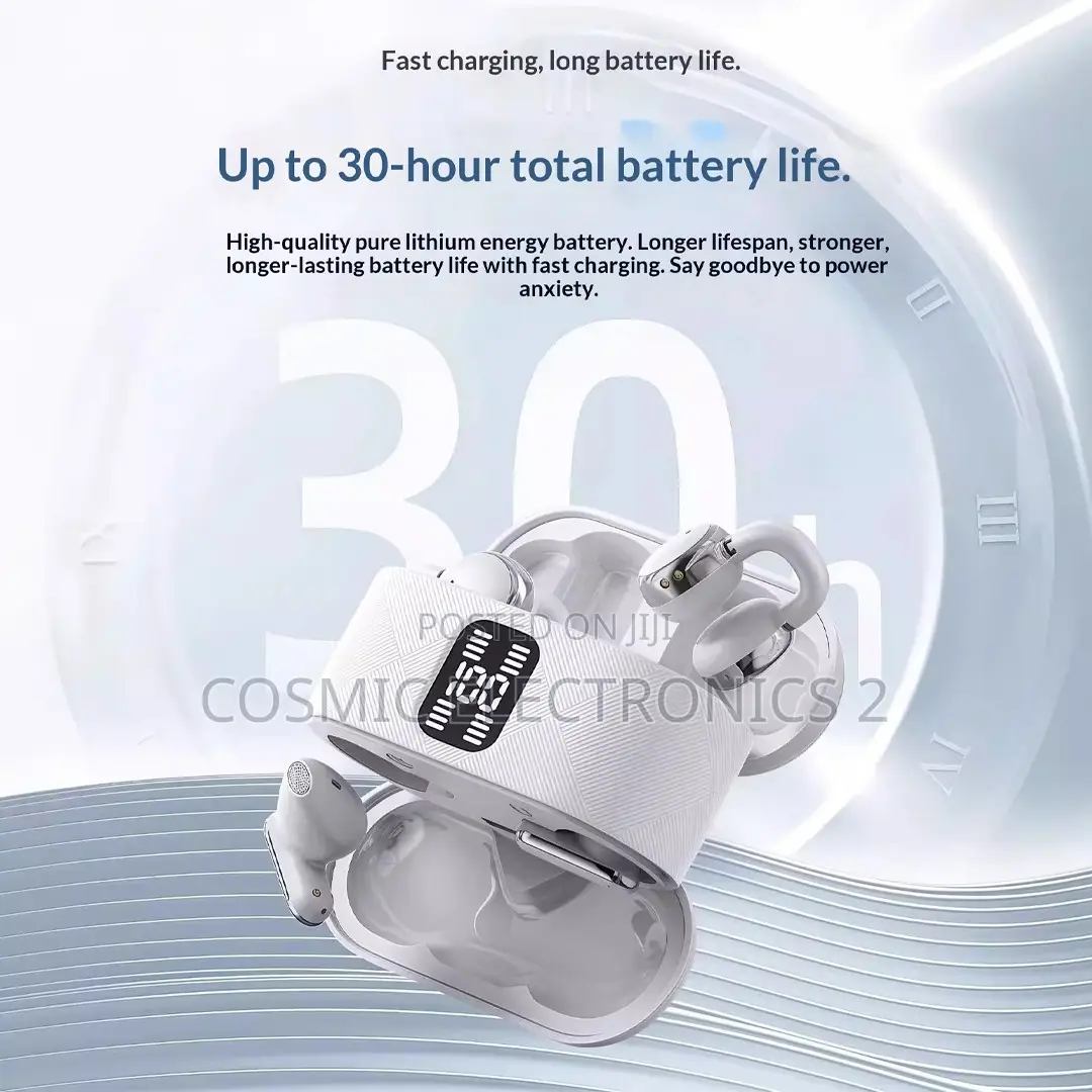 A0ZHENKAI Bluetooth 5.4 Open-Ear Clip-on Earbuds With LED Display