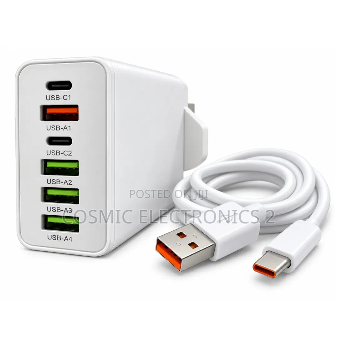 ENERGY-B E-H13 65W Fast Charger – 6-Port USB-A and USB-C Adapter