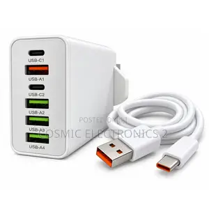 ENERGY-B E-H13 65W Fast Charger – 6-Port USB-A and USB-C Adapter