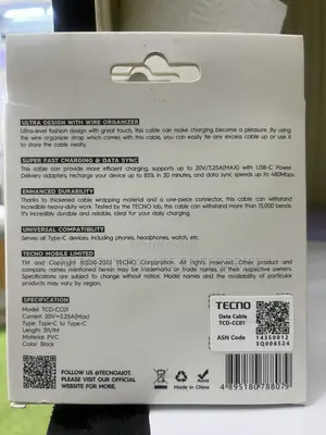 Original Tecno Type C to C Cable
