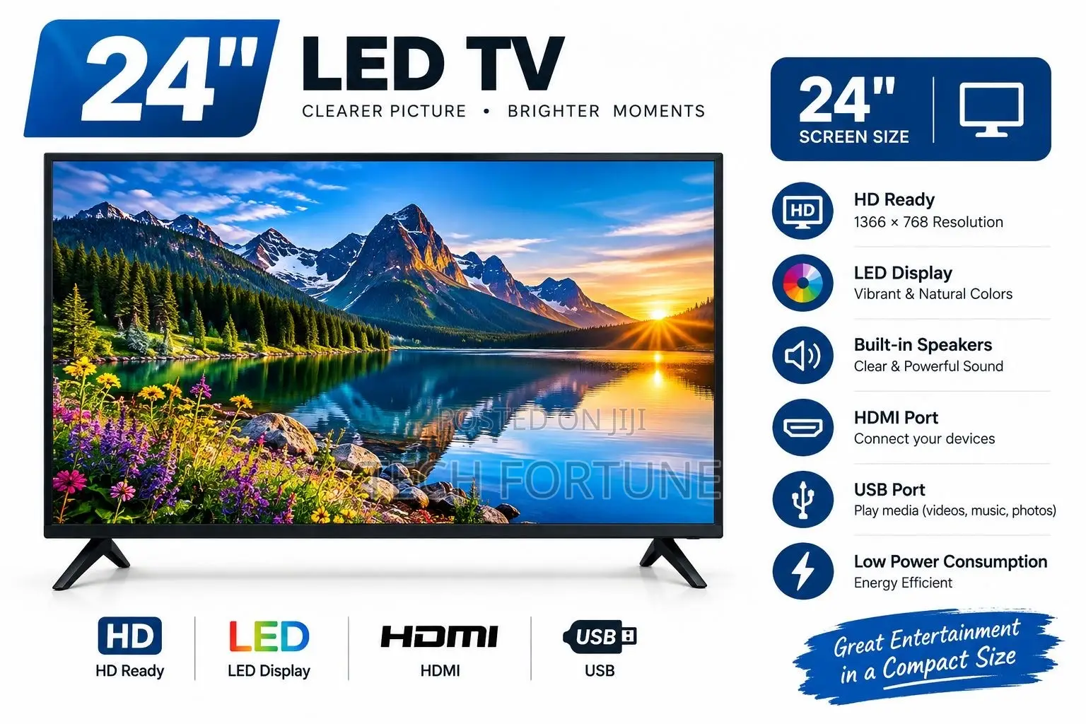 NASCO 24" LED FHD Digital Satellite Television