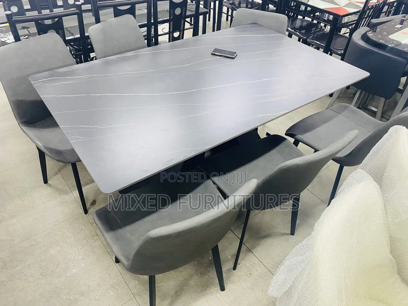 6 Seater Marble Dining Sets ( Black Marble)