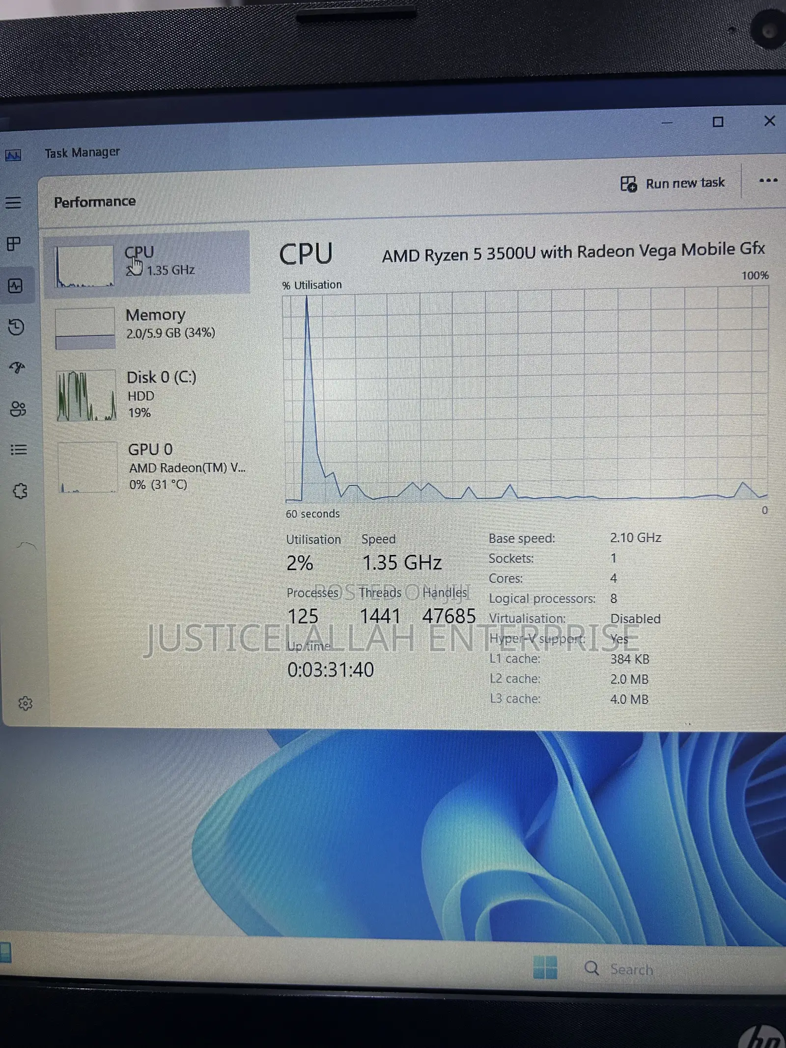Laptop HP 250 G7 16GB AMD Ryzen 5 HDD+SSD 1T