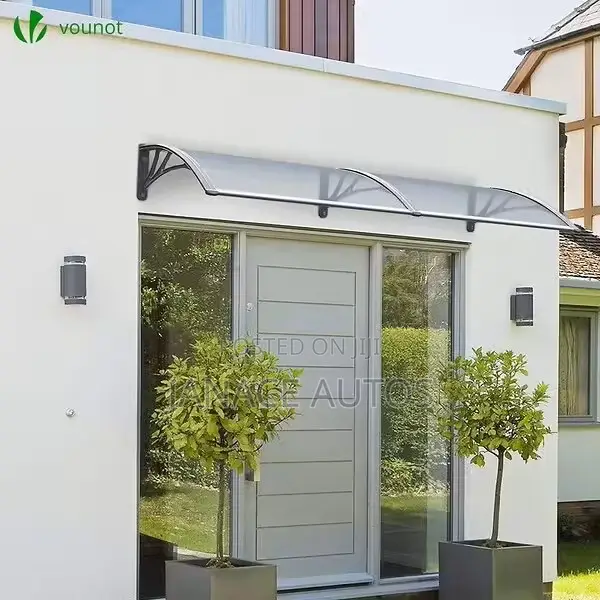 VOUNOT 200x80 Transparent Door Canopy UV-Resistant Polycarbonate, Grey