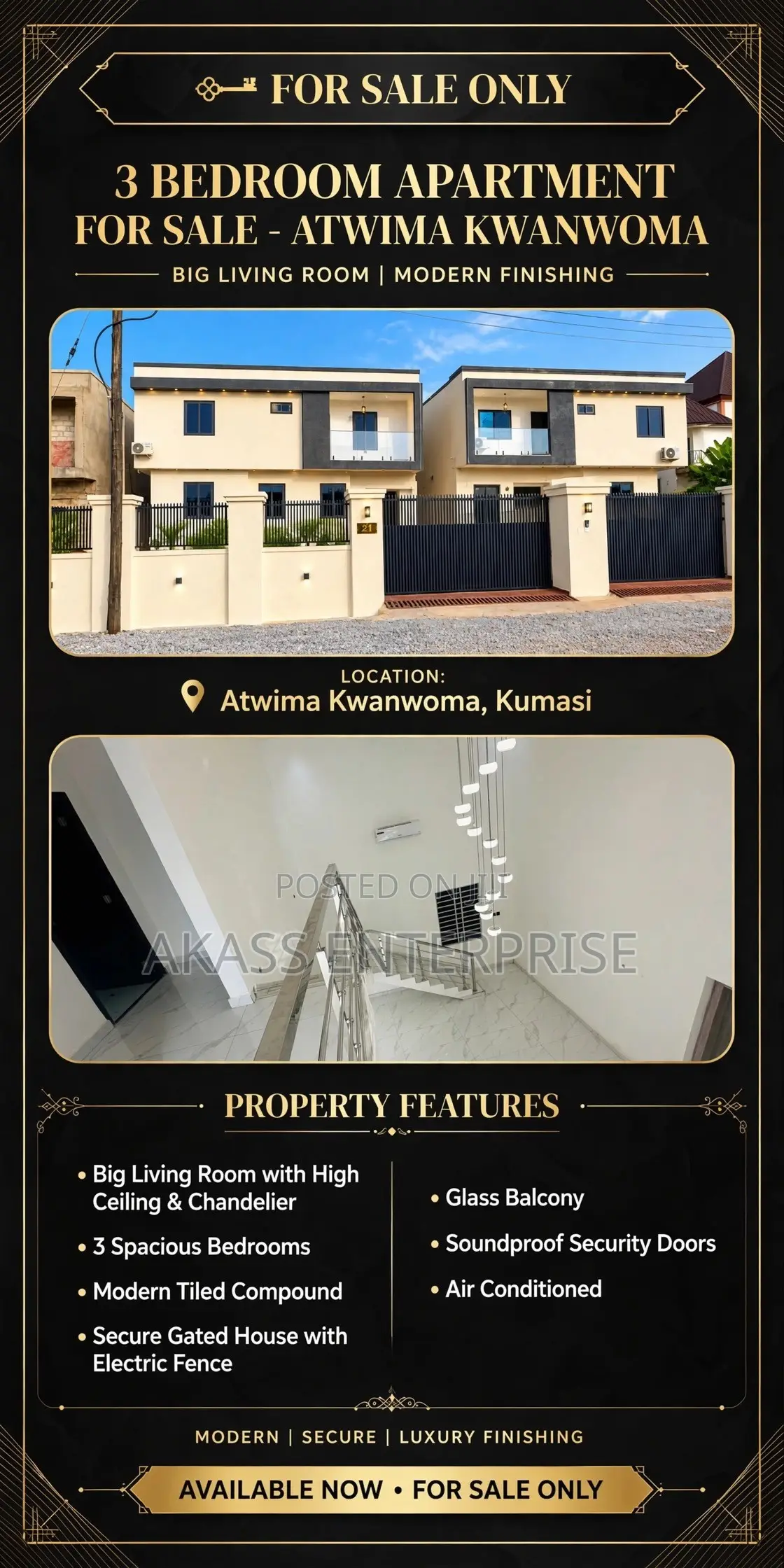 Furnished 3bdrm Mansion in Atwima Kwanwoma for sale