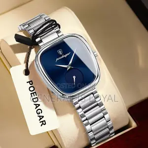 Poedagar Ladies Luxury Quartz Wristwatch in Silver Blue Dial