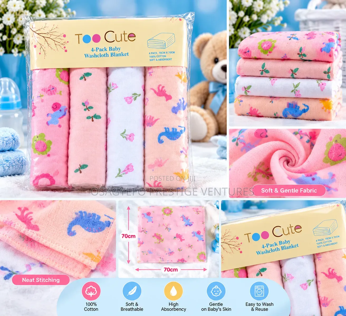 Too Cute 4-Piece Baby Washcloth Set