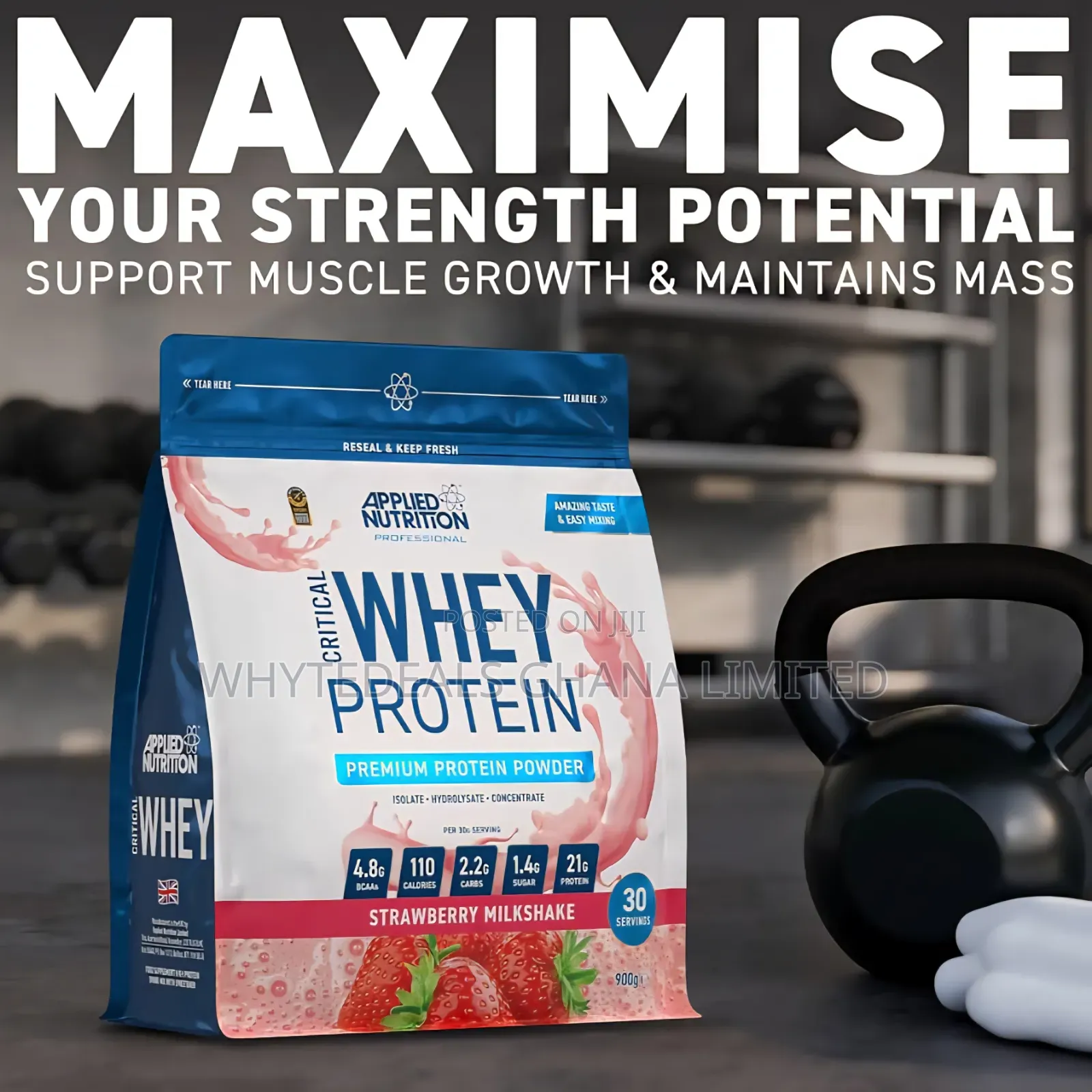 Applied Nutrition Critical Whey Protein| Isolate| Powder| 0-Sugar|900g