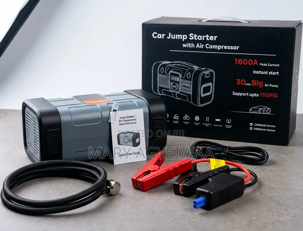 NEXPOW 5-in-1 Car Jump Starter With Air Compressor& Torchlight (1600A)
