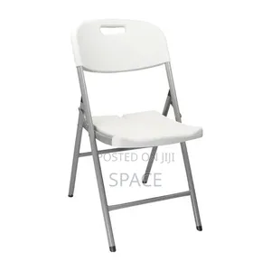 White Foldable Chair With Strong Metal Frame – New | SpaceFurniHub