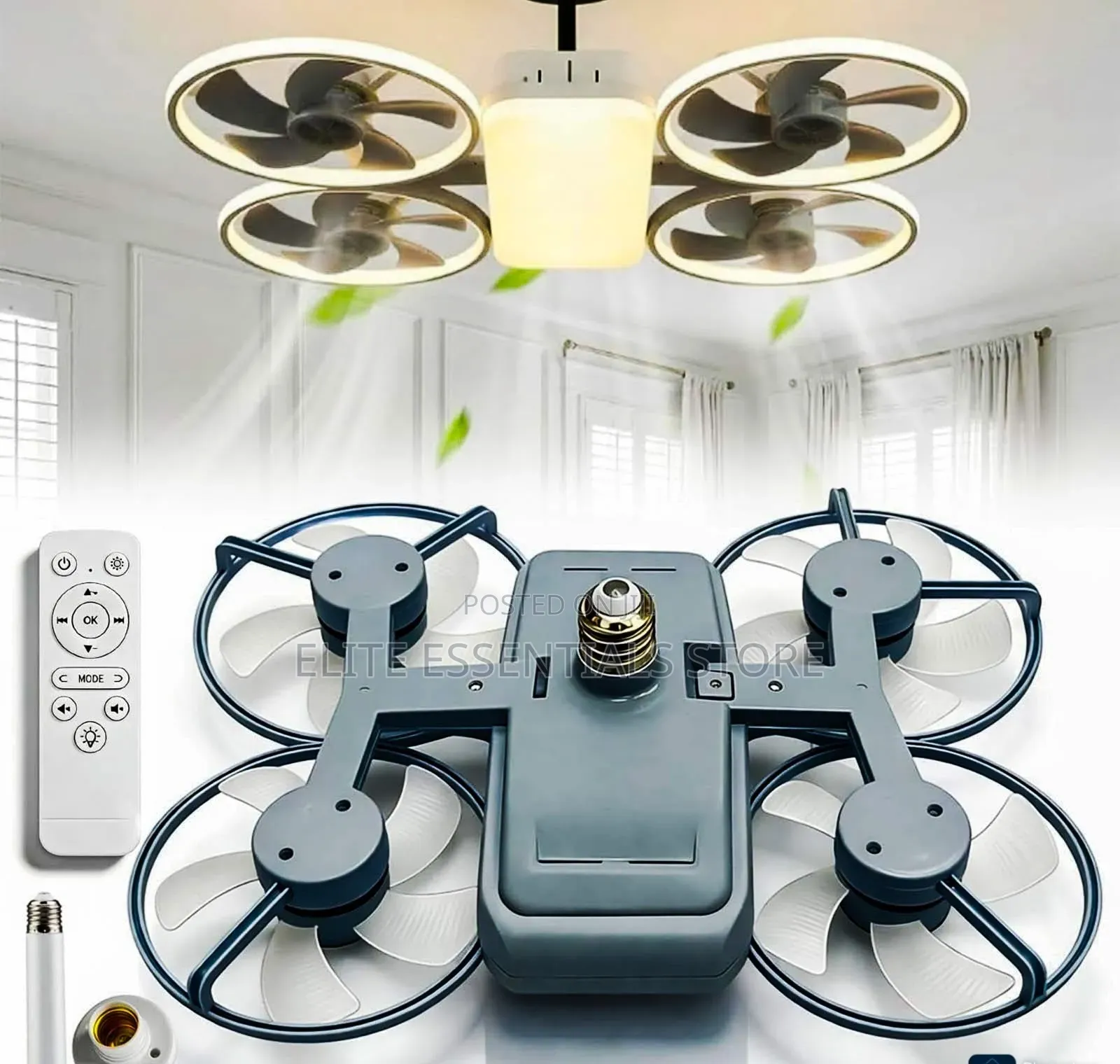 2 in 1 Drone Ceiling Cooling Fan LED Light With Remote Control
