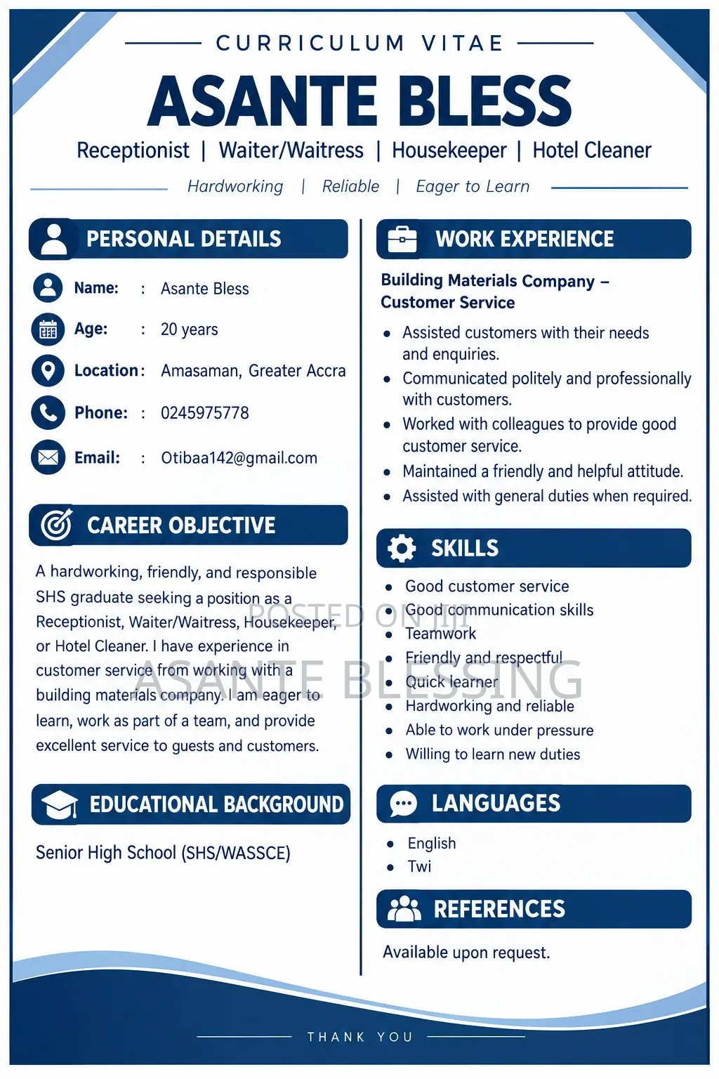 Customer Service CV