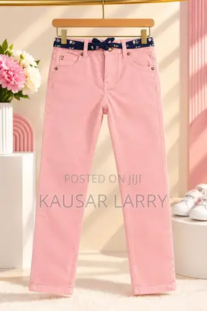 Beautiful Pink Trousers for Baby Girl With a Stylish Floral Belt