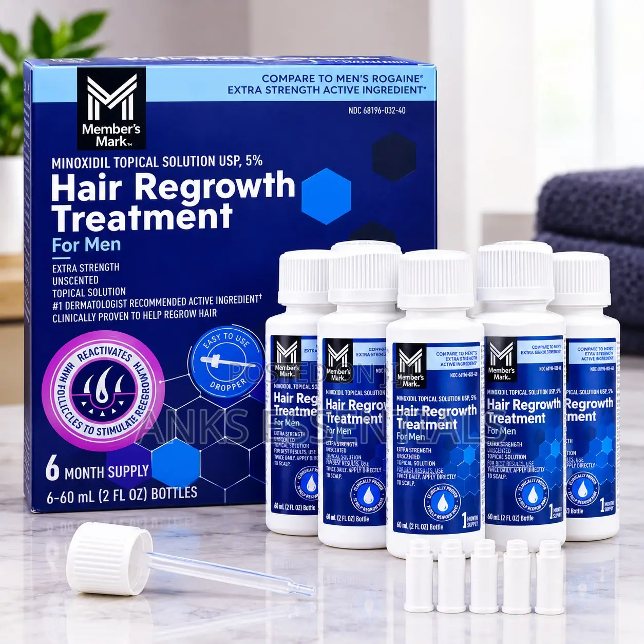 Member’s Mark Minoxidil 5% – 6 Bottles Hair Treatment