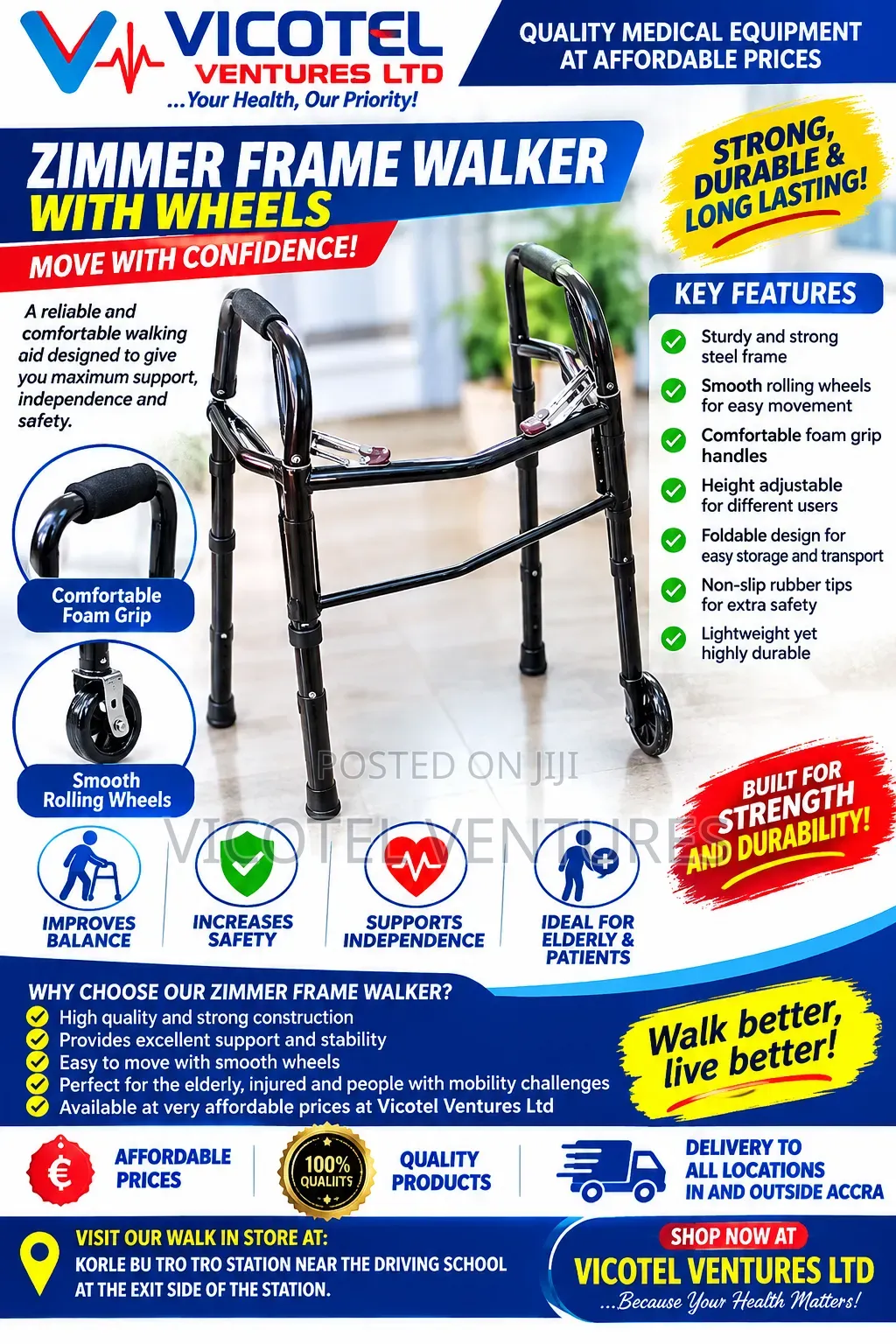 Zimmer Frame Walker With Wheel