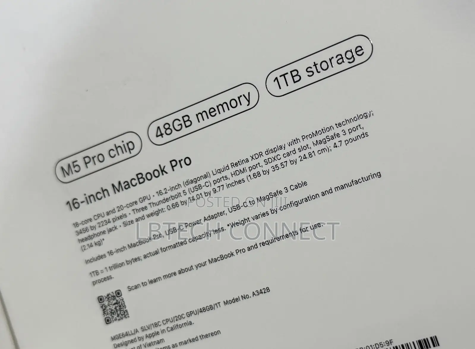 New Laptop Apple MacBook Pro 2026 M5 Pro 48GB Apple M5 Pro SSD 1T