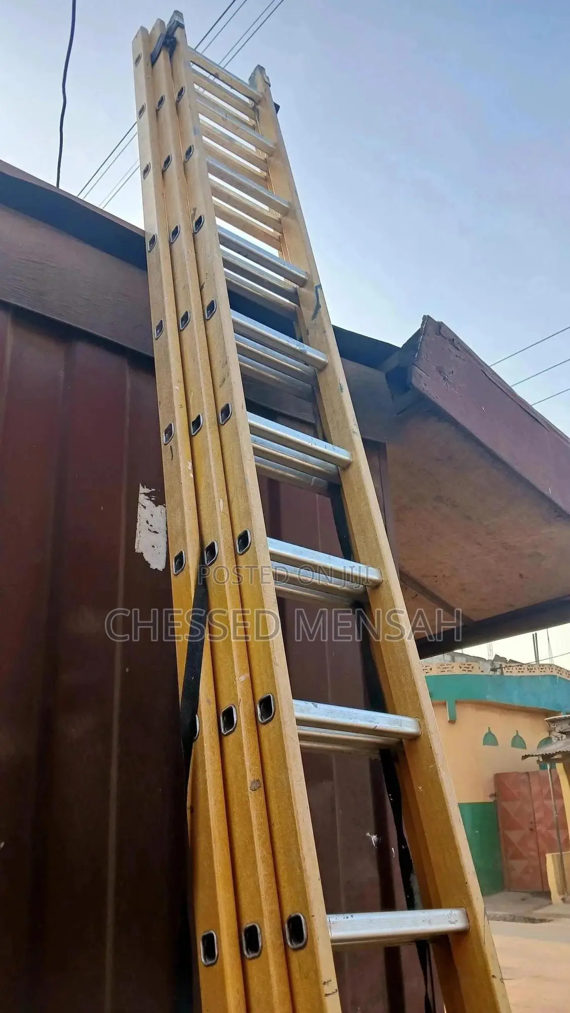 Alluminium Fiber Ladder, 14steps X3 Triple-Section Extension. 34ft