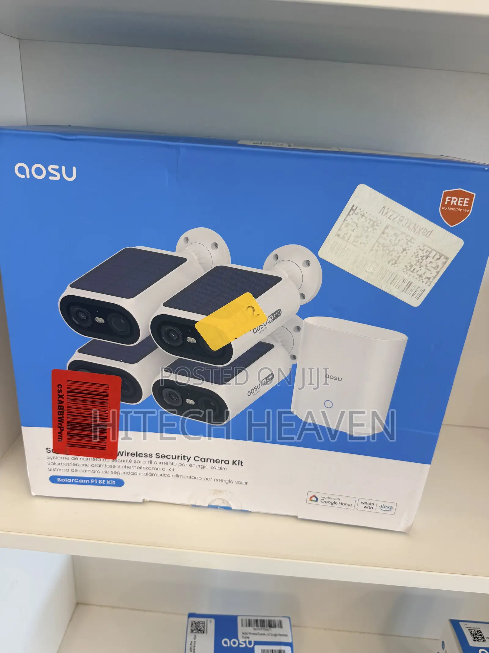 Aosu 2K QHD Solar Security Cameras Wireless Outdoor System, 4-Cam-Kit