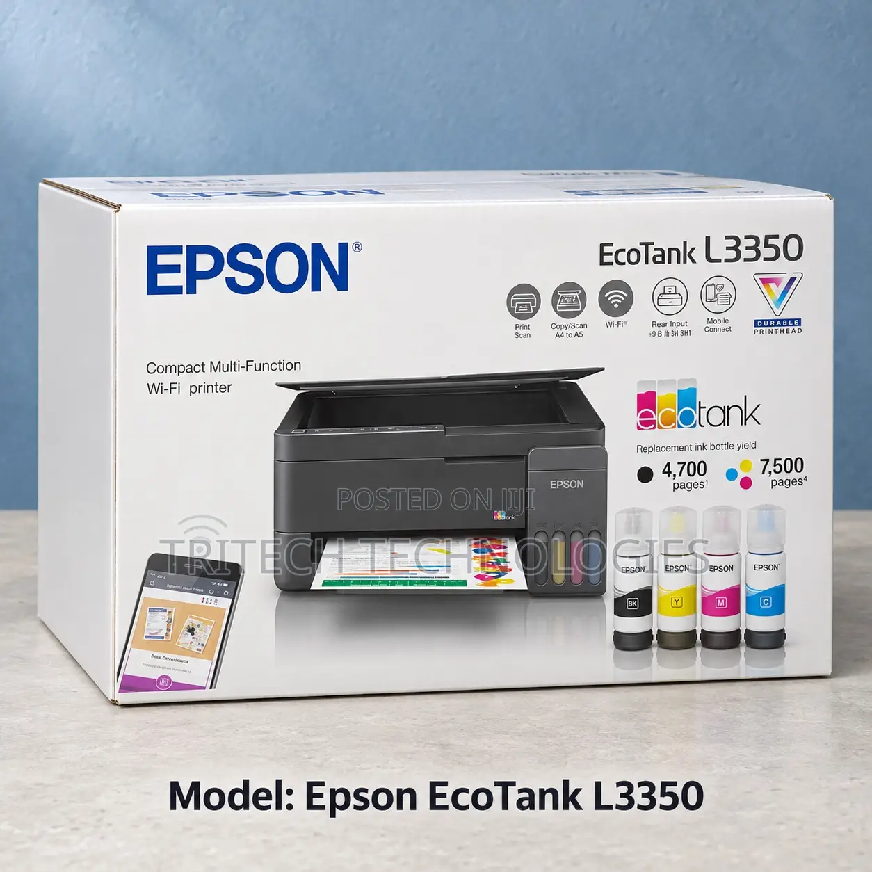 Epson Ecotank L3350-Colored Print Scan Copy A4 003 Ink .