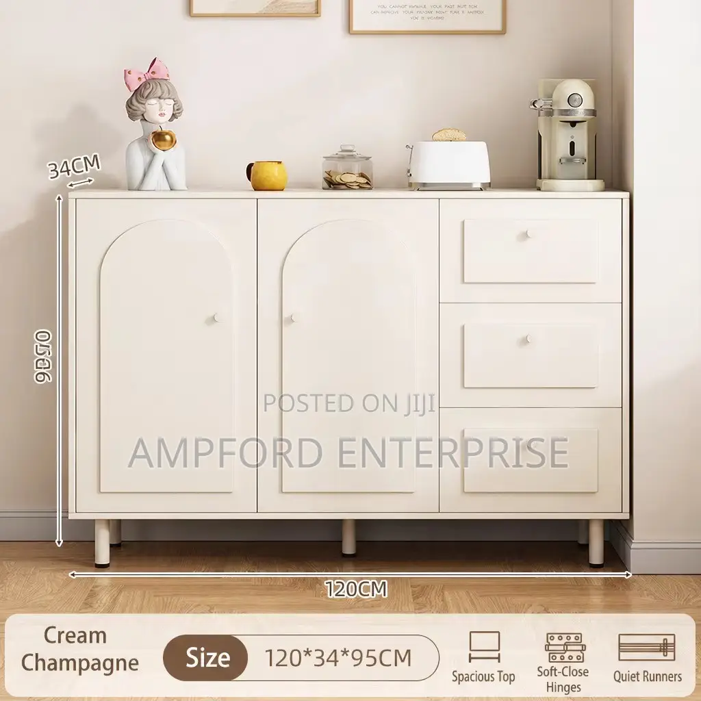 Modern Storage Cabinet With Arched Doors and Drawers