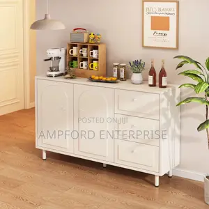 Modern Storage Cabinet With Arched Doors and Drawers