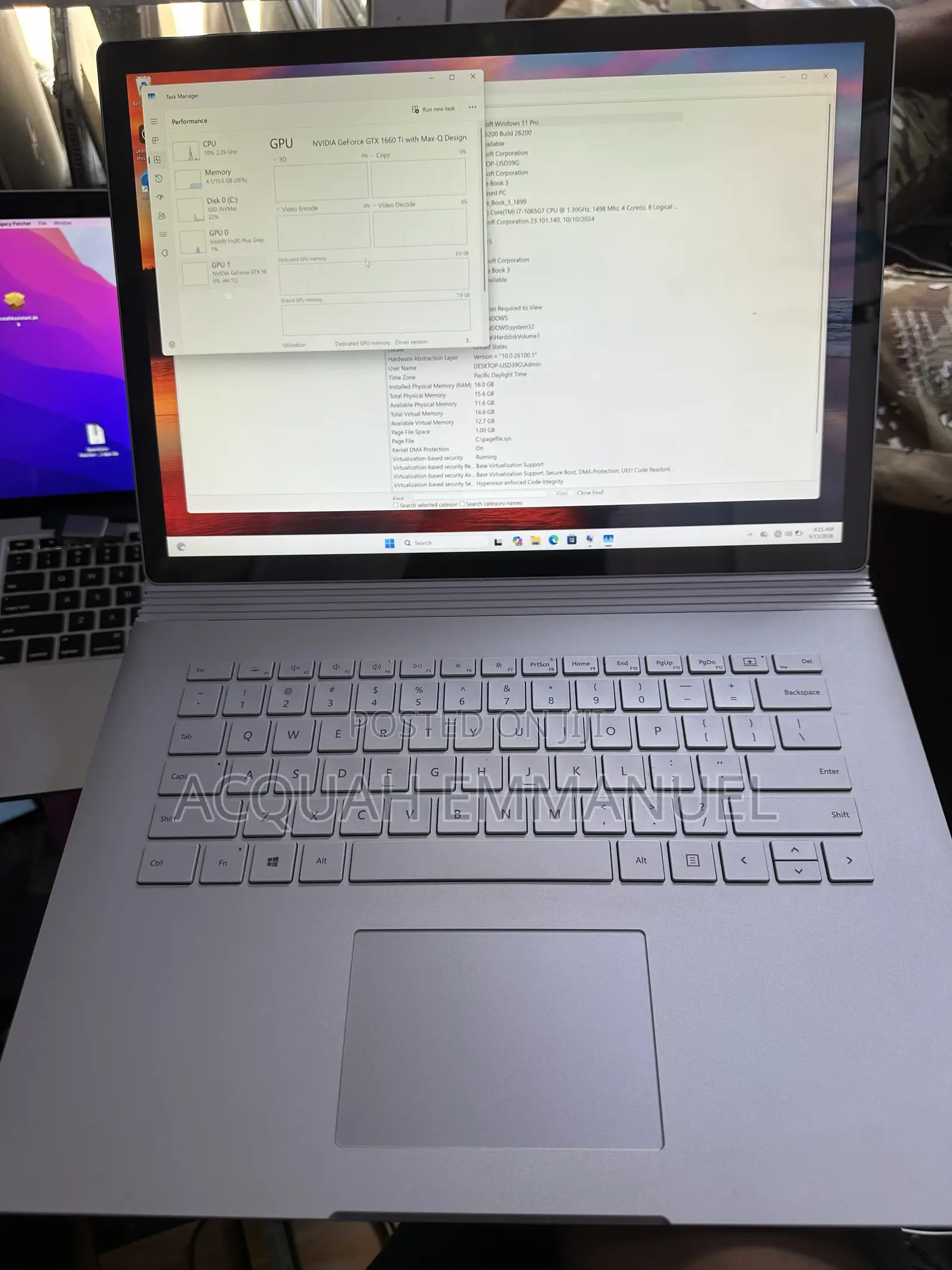 Laptop Microsoft Surface Book 3 16GB Intel Core i7 SSD 256GB