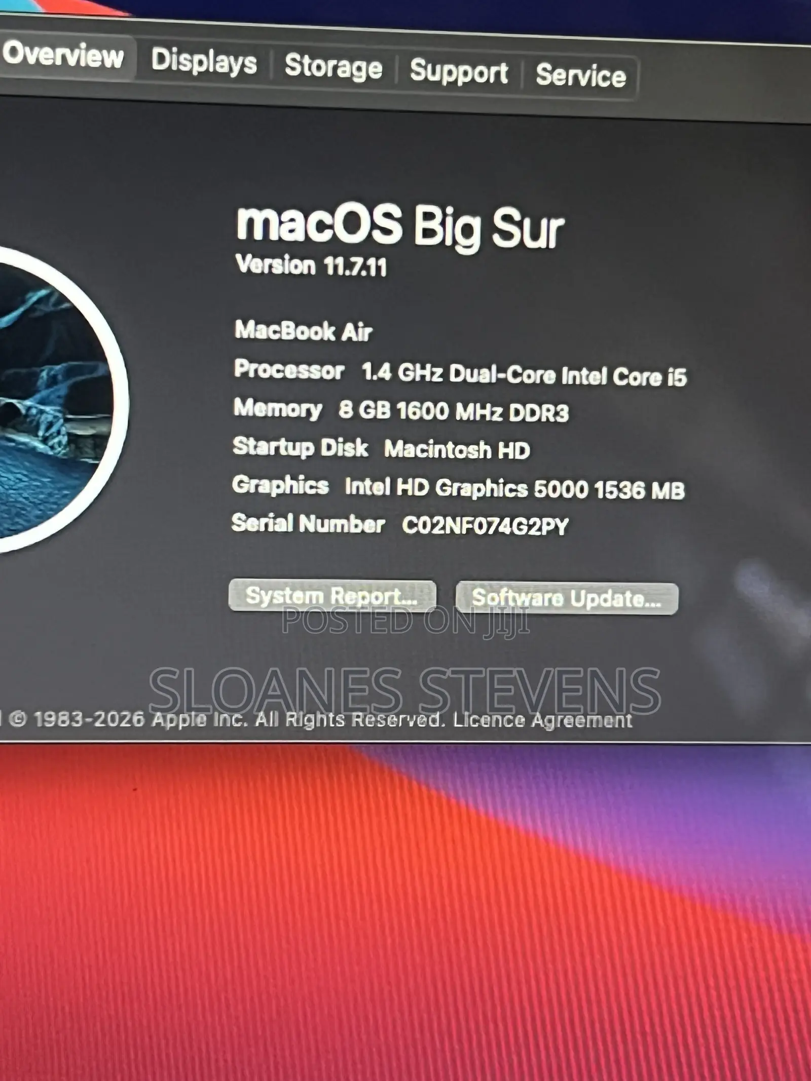 Laptop Apple MacBook Air 8GB Intel Core i5 SSD 128GB