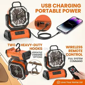 3-in-1 RECHARGEABLE FAN With Remote Control & USB Power Bank 10000mAh
