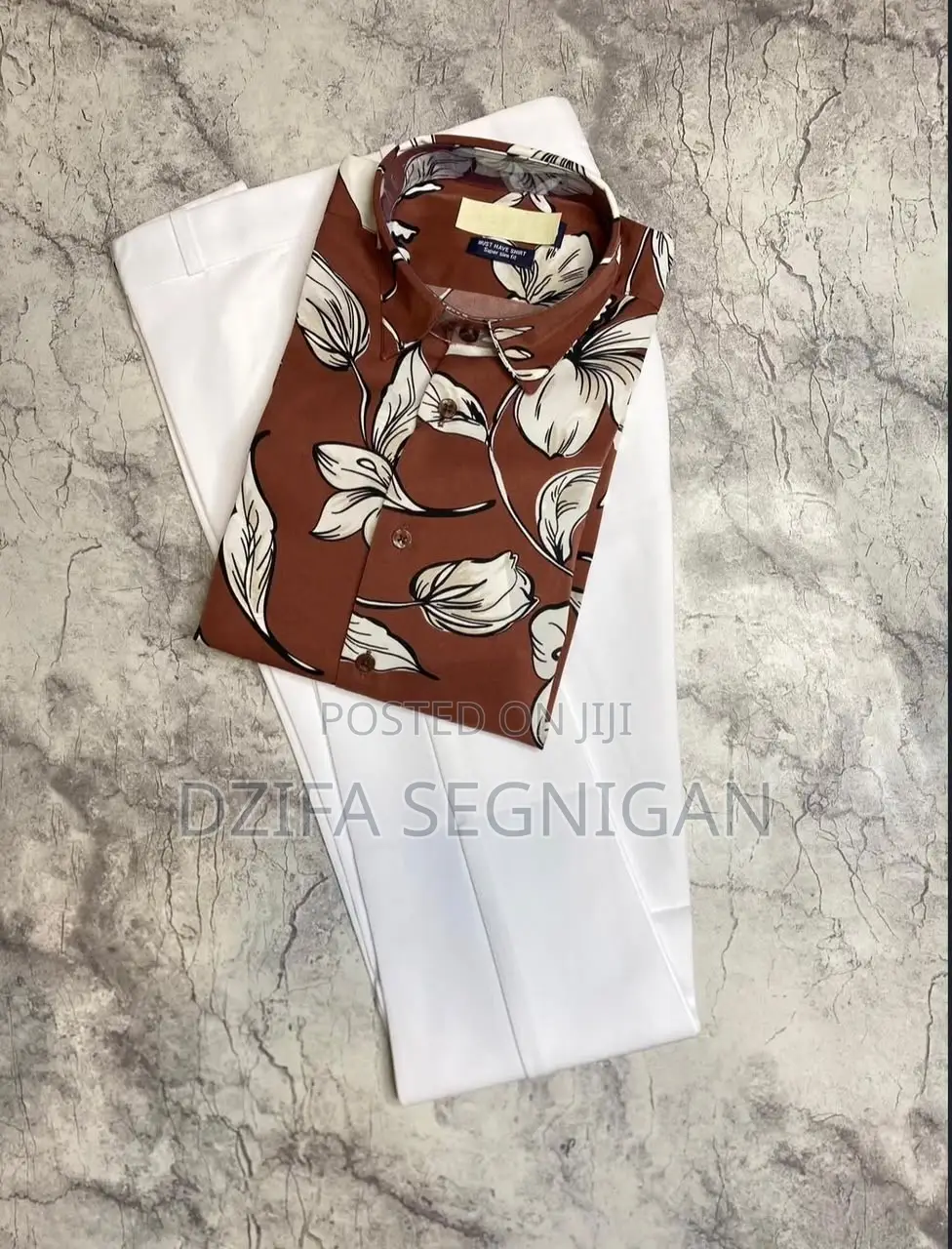Men's 2-Piece Vintage Shirt + White Corporate Pants - Classy Outfit