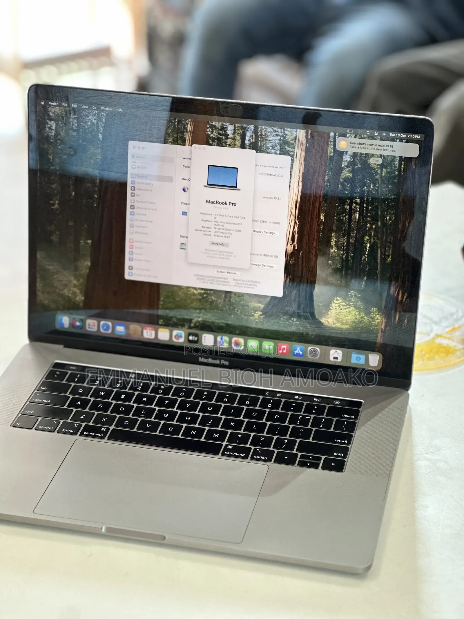 Laptop Apple MacBook Pro 2019 16GB Intel Core i9 SSHD+SSD 512GB