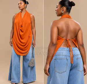 Stylish Orange Halter Neck Women's Top