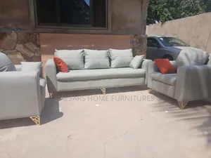 Luxury Sofa Set - Light Grey With Gold Legs