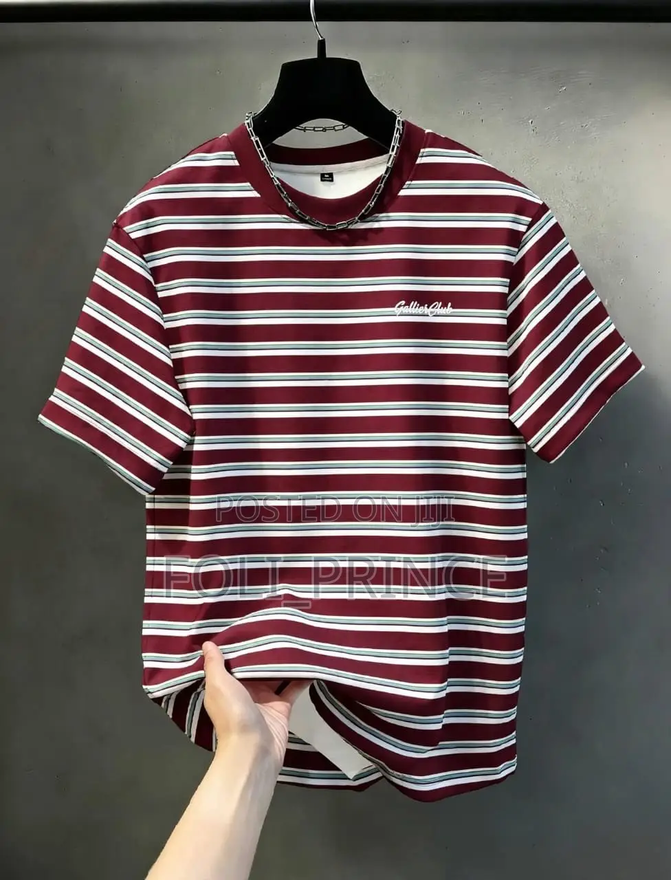 Classic Burgundy Striped Round-Neck T-Shirt – Casual & Smart Fit