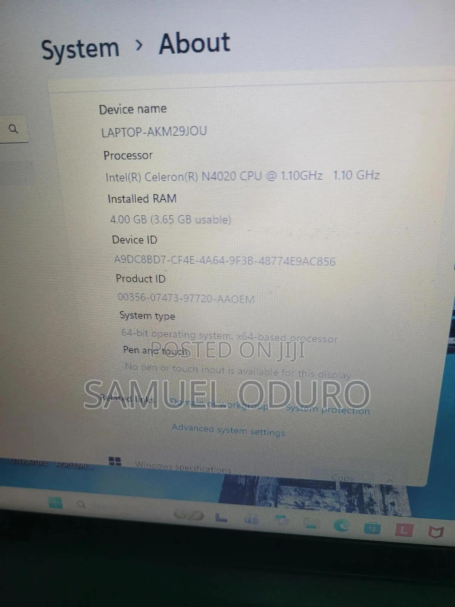 Laptop Lenovo IdeaPad 1 4GB Intel Celeron eMMC 128GB