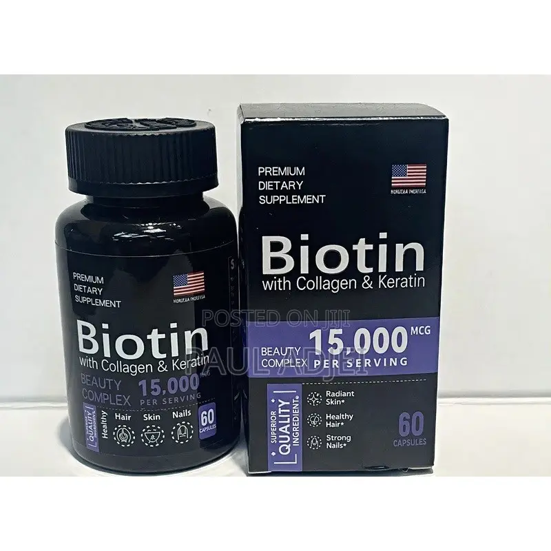 Biotin 15,000MCG With Collagen & Keratin - 60 Capsules