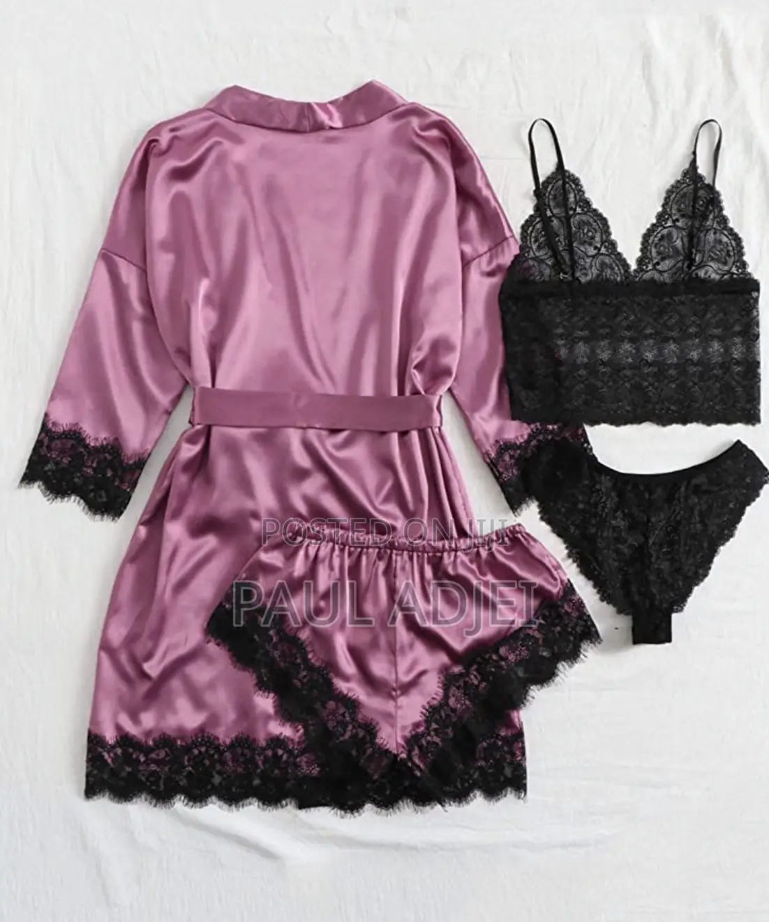 Sexy Women's Satin Pajama 4-Piece Set