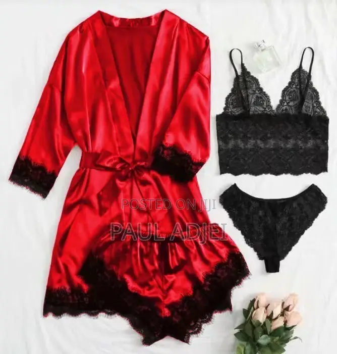 Sexy Women's Satin Pajama 4-Piece Set
