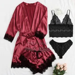 Sexy Women's Satin Pajama 4-Piece Set