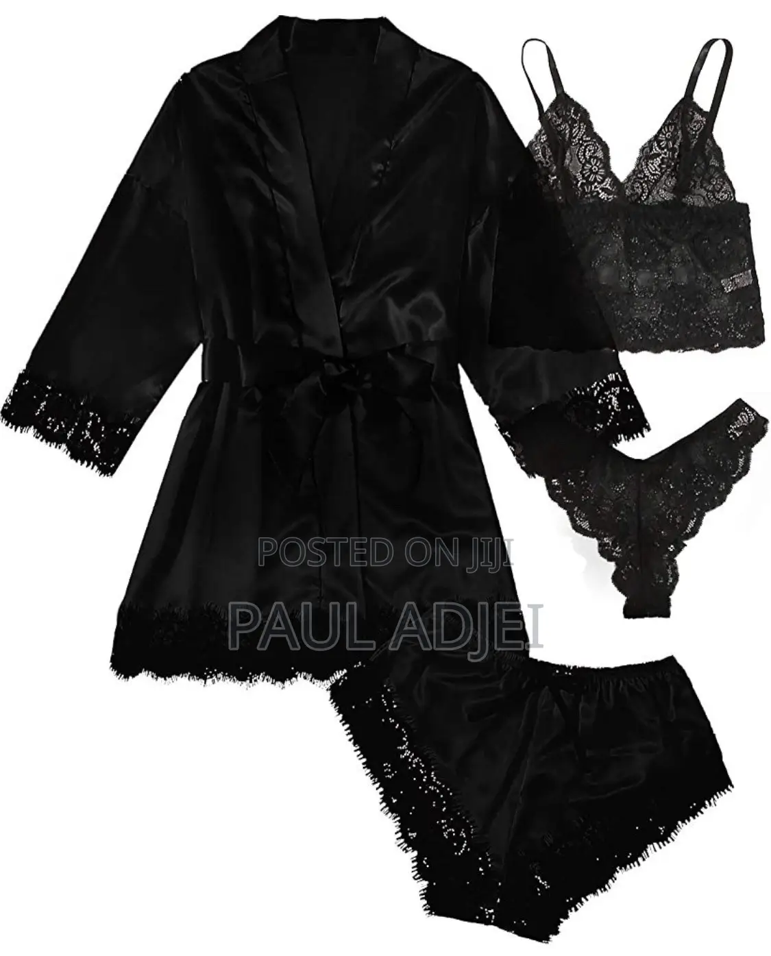 Sexy Women's Satin Pajama 4-Piece Set